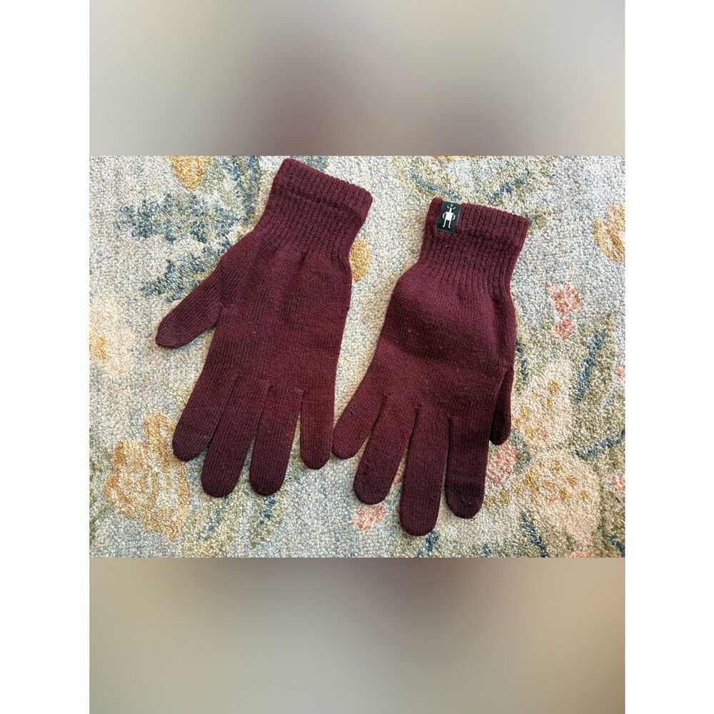 Smartwool Liner Gloves Merino Wool Blend Burgundy
